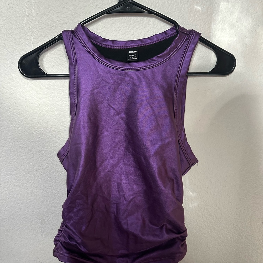 Metallic Purple Synched Tank Top from Shein